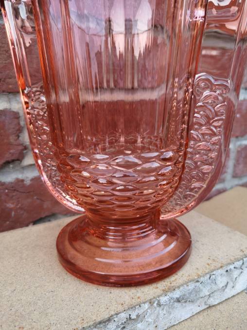vase val saint lambert molded glass pink pedayer storied art deco