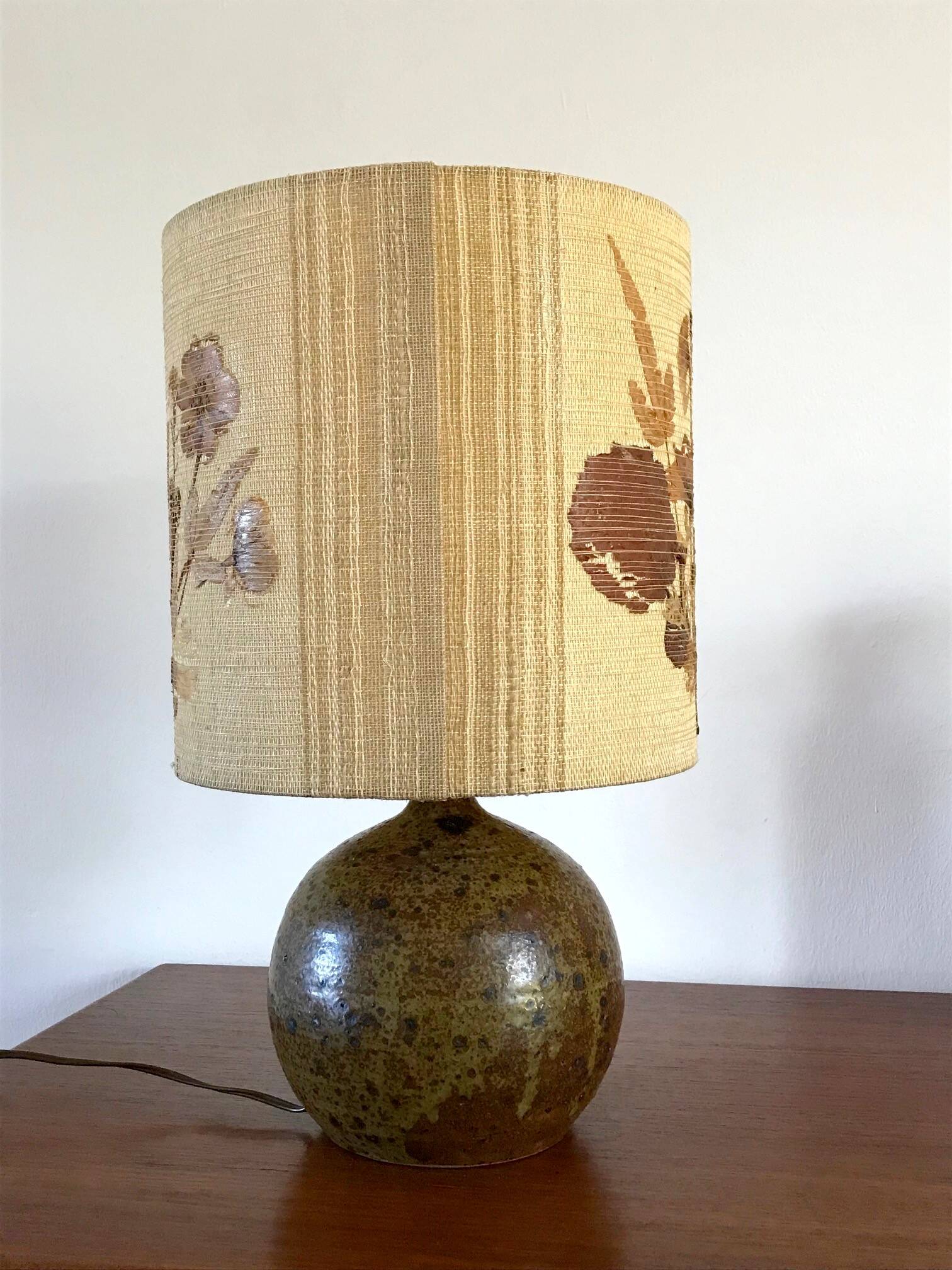 Vintage pyrite stoneware lamp from the 70s