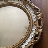 Miroir ovale résine dorée kitsch des années 70