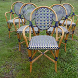 Lot of 5 bistro chairs type "Parisian" white and blue