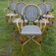 Lot de 5 fauteuils bistrot de terrasse type "parisienne" blanc et bleu
