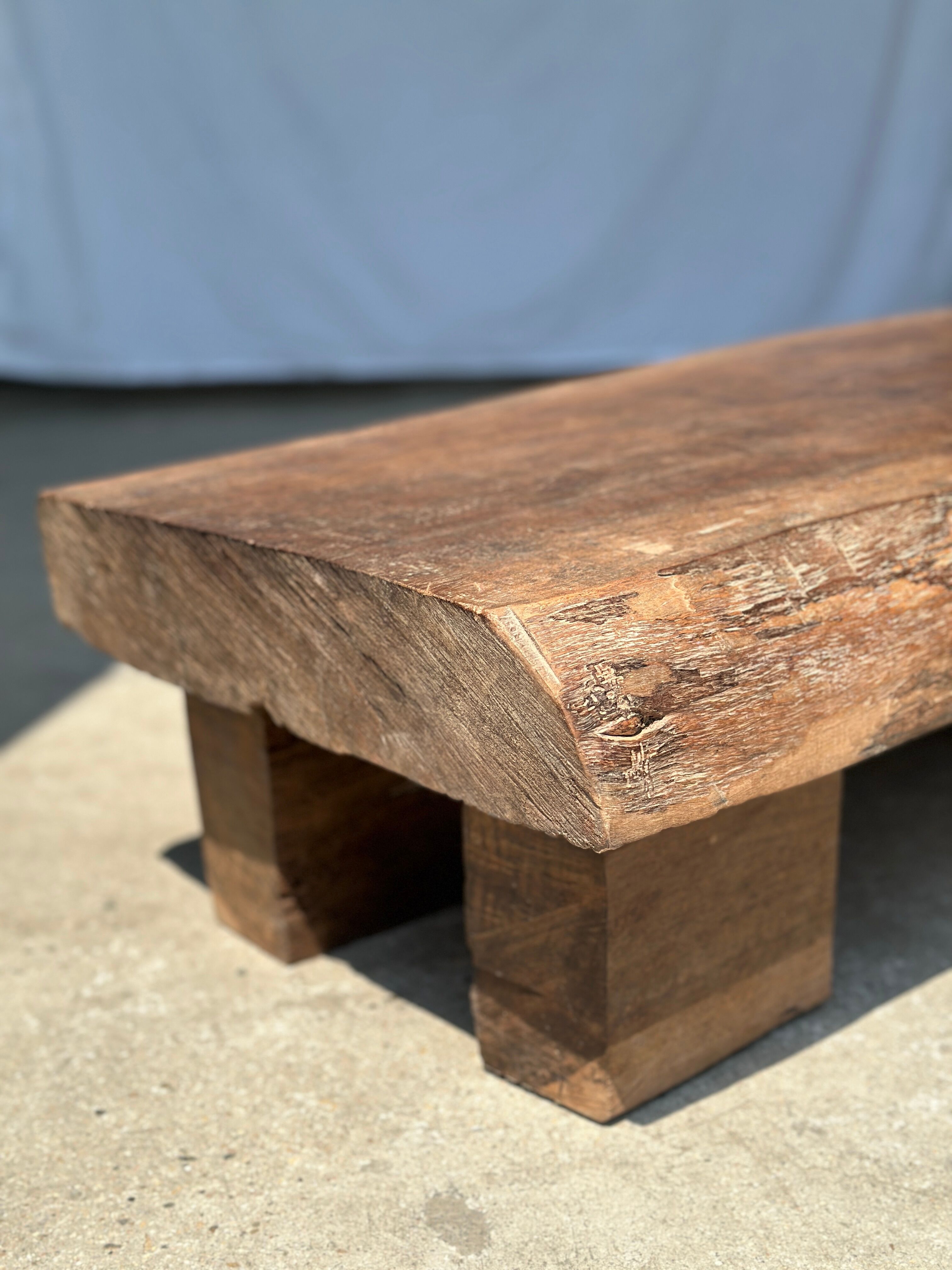 Asian solid wood quadripod brutalist coffee table H30 L81 l42