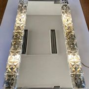 Large Midcentury Illuminated / Backlit Crystal Mirror Kinkeldey, Germany, 1970s