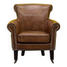 Fauteuil club en cuir marron 1980