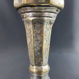 18th century Regency candlestick in silvered bronze with chiseled floral decoration