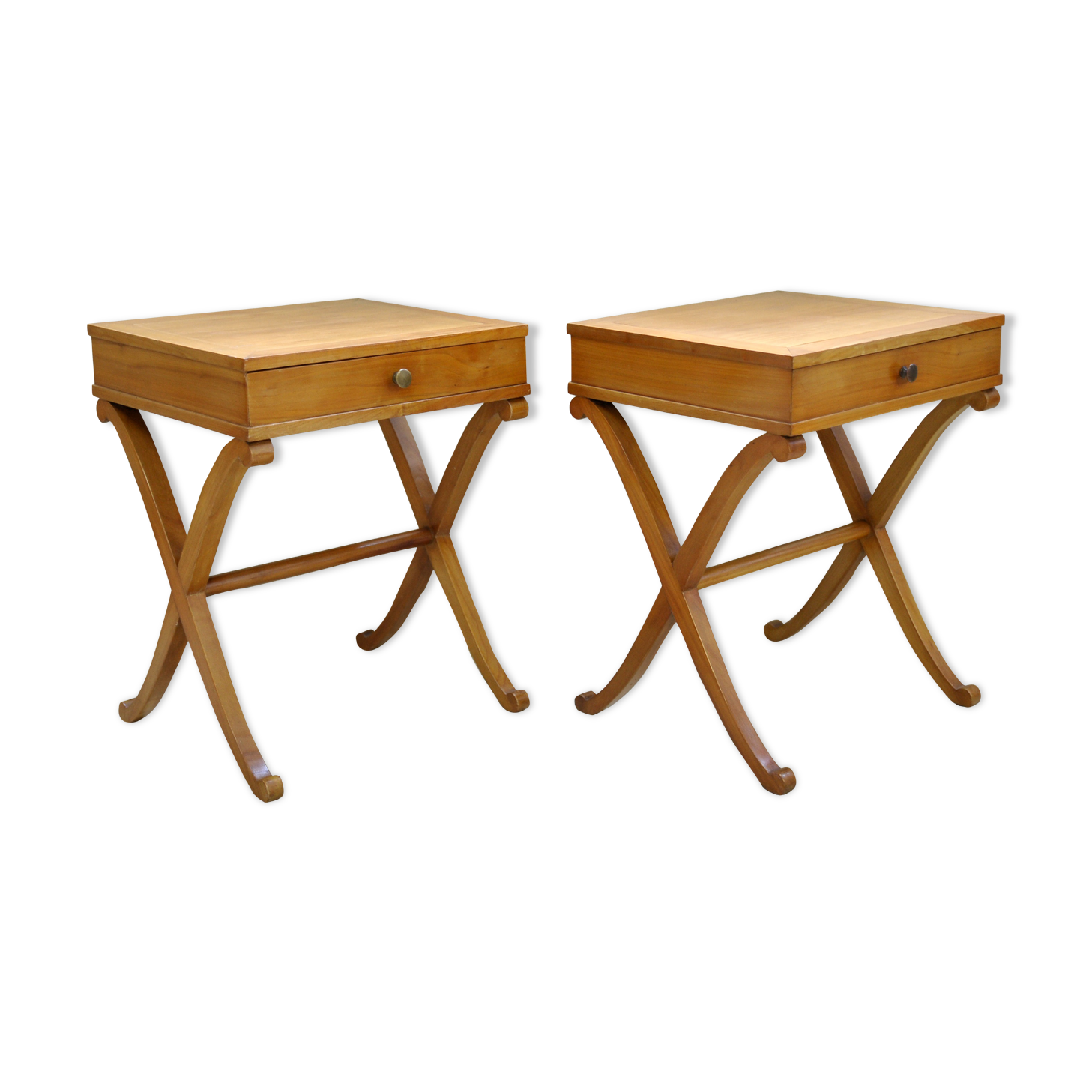 Pair of nightstands neoclassical wooden fruit