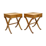 Pair of nightstands neoclassical wooden fruit