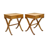 Pair of nightstands neoclassical wooden fruit