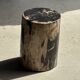 Black petrified wood side table with beige side H35 D24 - 3352