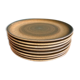 8 assiettes Longchamp en grès émaillé, 1970