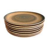 8 assiettes Longchamp en grès émaillé, 1970