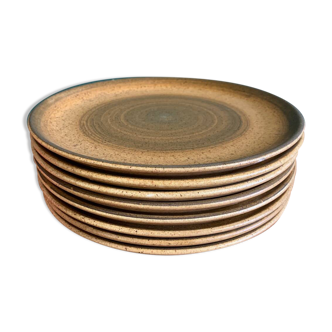 8 Large Longchamp glazed stoneware plates, 1970 (2 batches available)