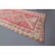 Vintage Turkish Hand-Knotted Wool Cotton Pink Runner Rug 92x364