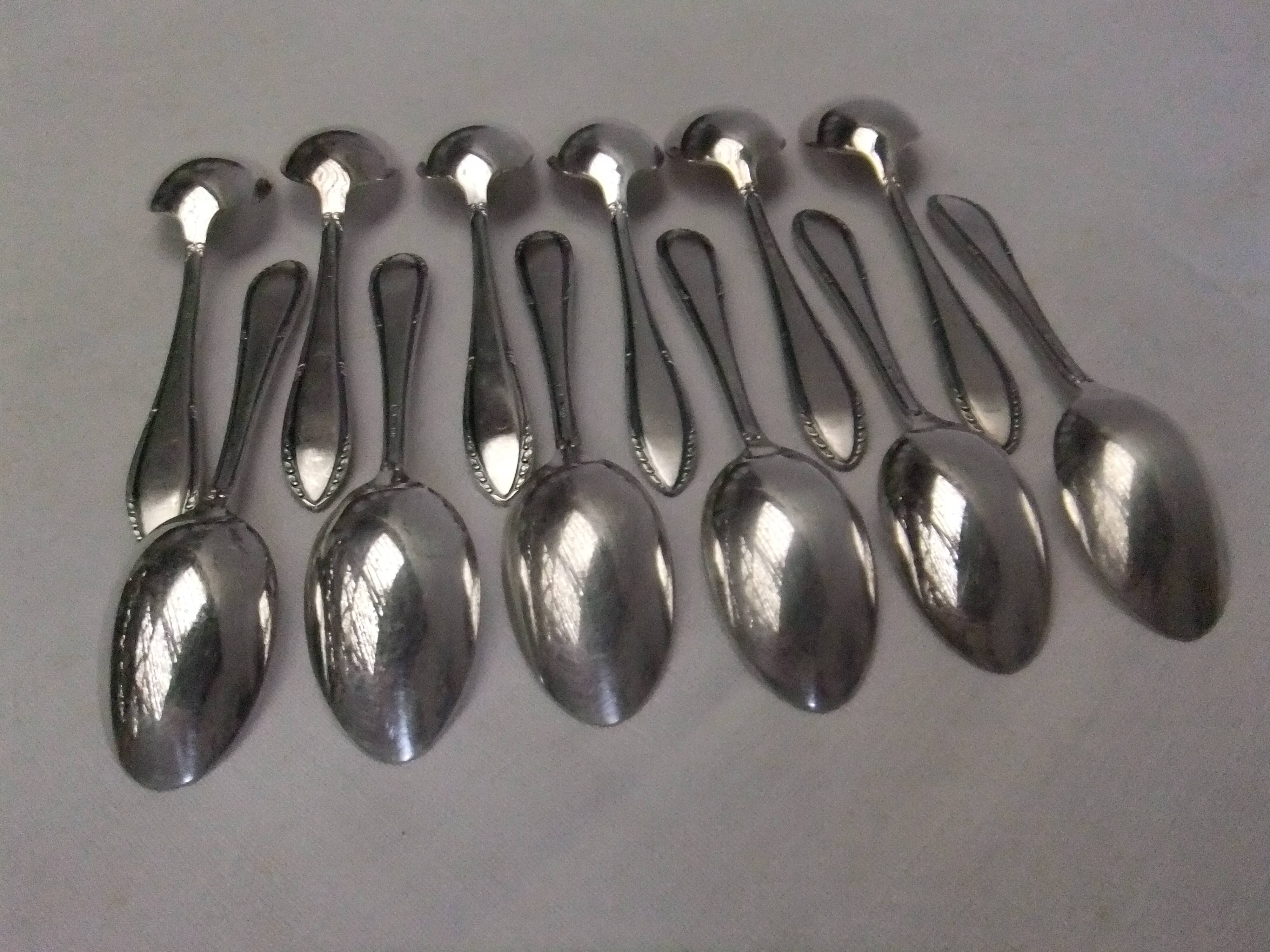 Small silver metal spoons RENEKA filet cutlery service goldsmithing