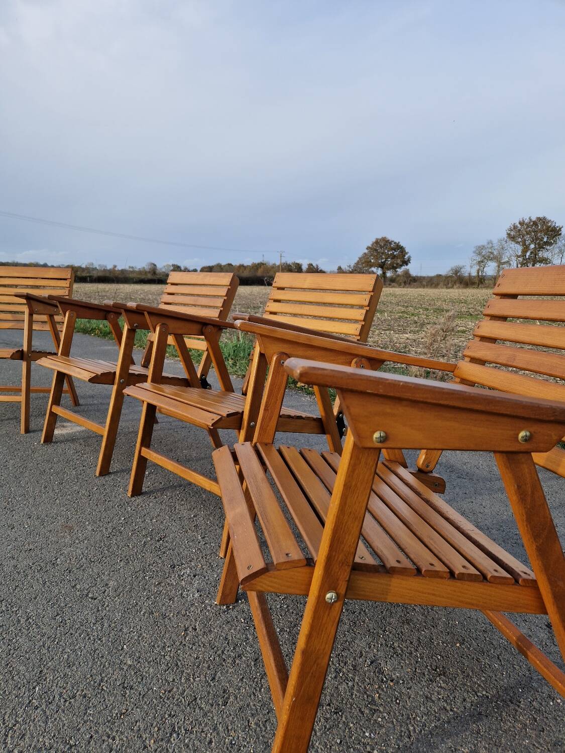 Set of 4 vintage folding armchairs