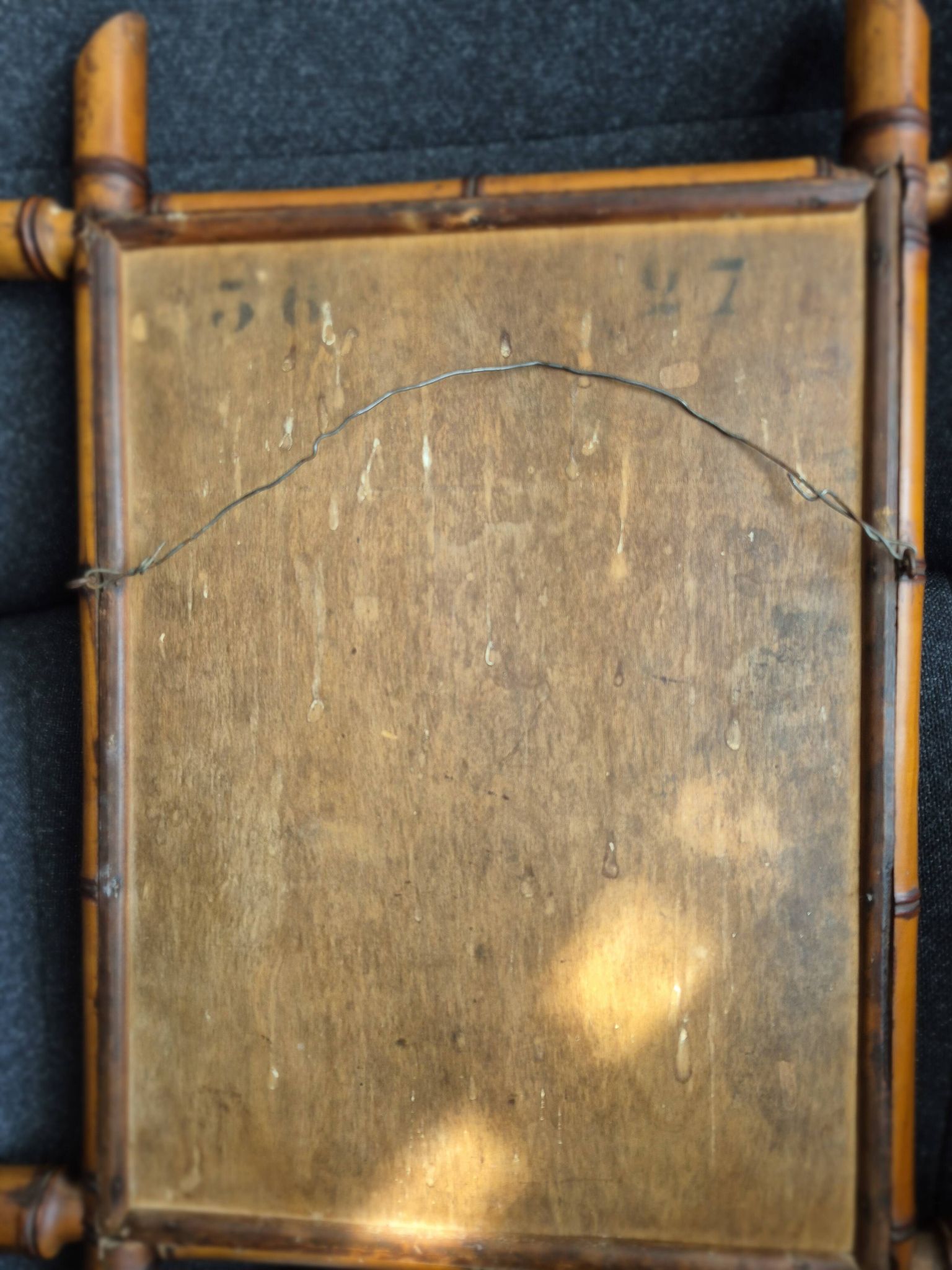 Vintage bamboo turned wooden mirror Belle Époque