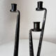 Brutalist wrought iron candlestick pair
