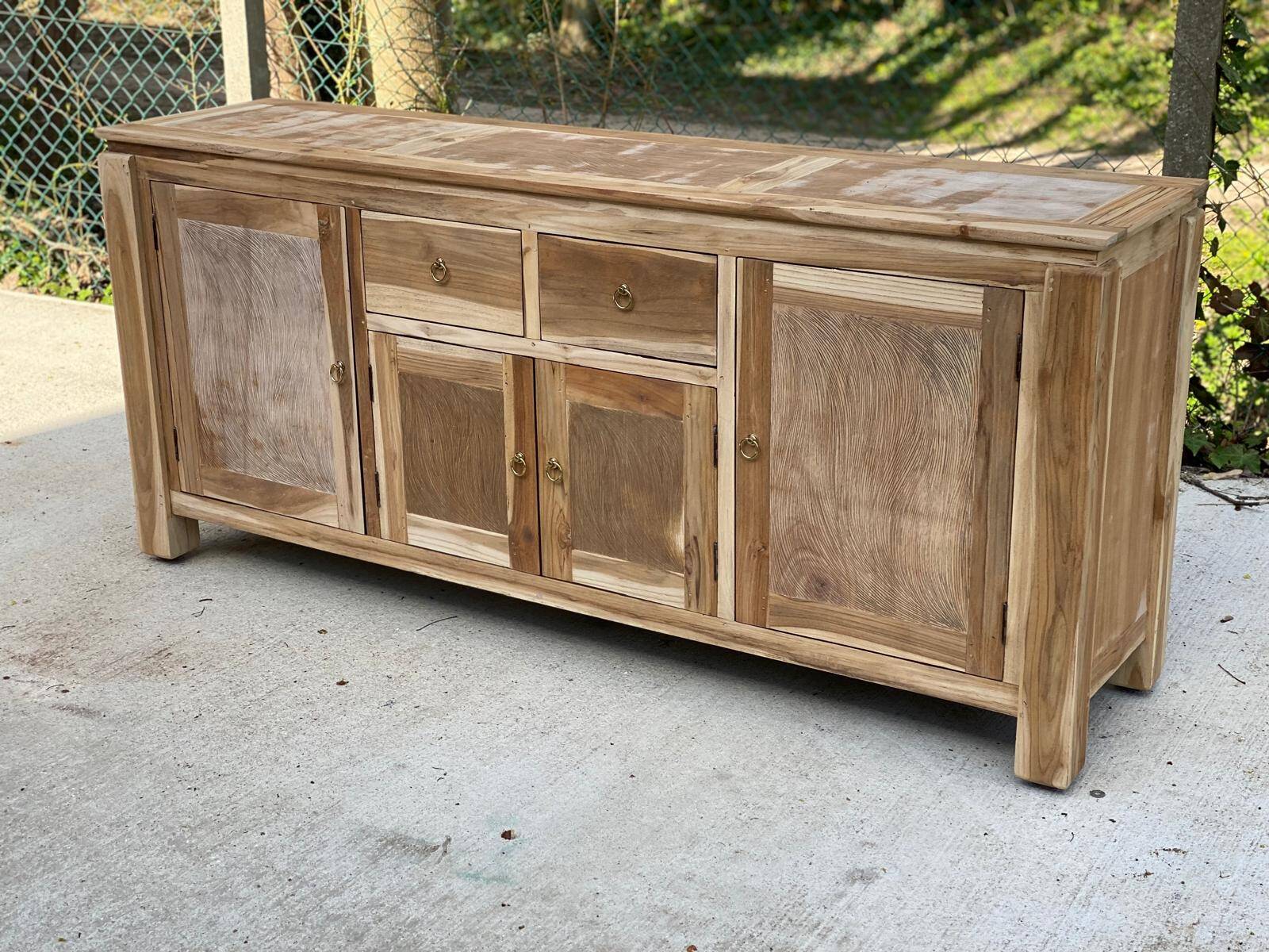 Renovated Scandinavian sideboard in solid raw oak 180cm
