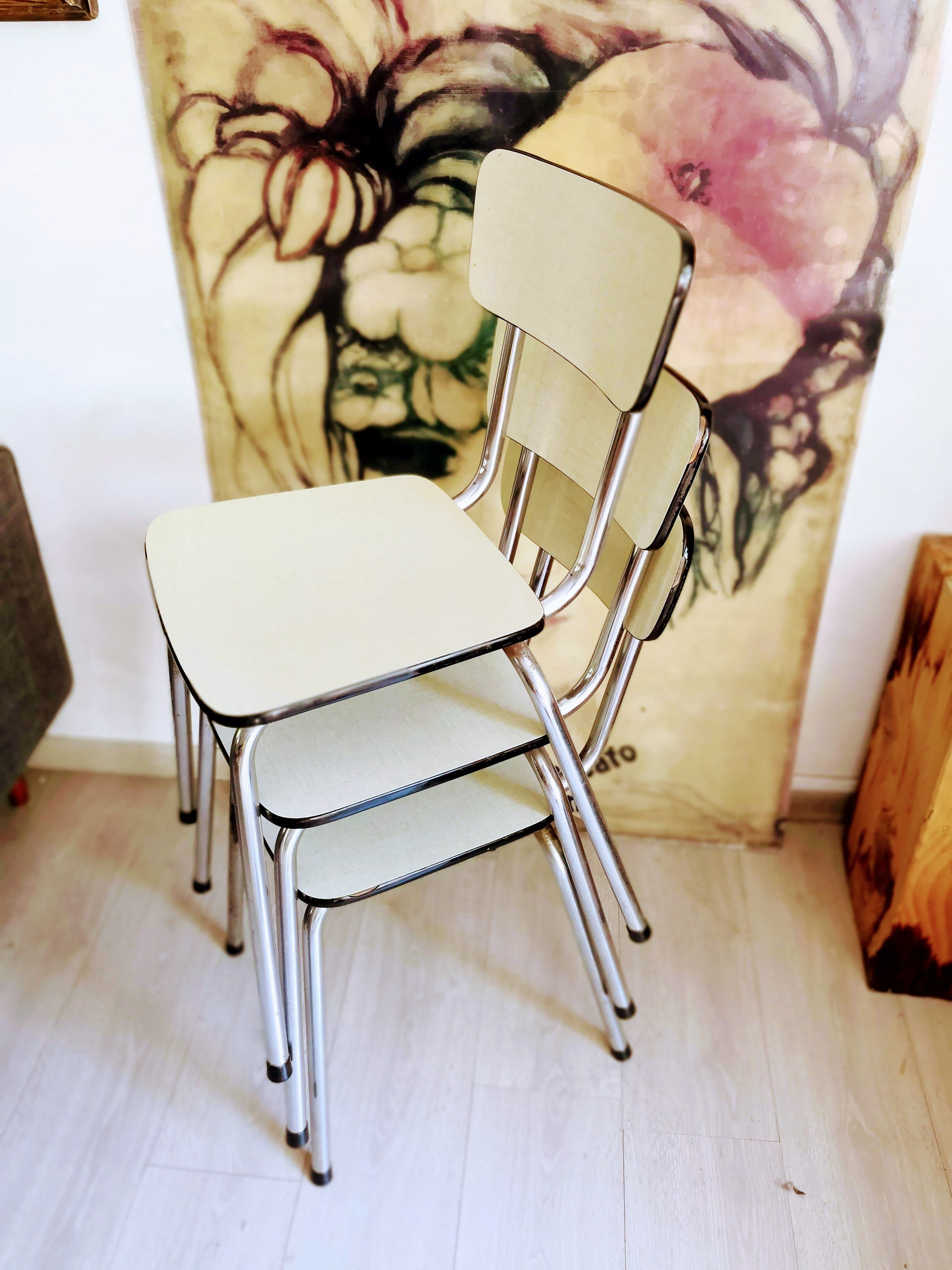 Trio of beige formica chairs