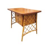 Vintage rattan desk from the 60s, 100cm L