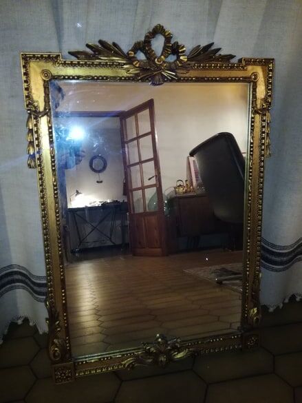 Old mirror in gilded stucco - 100x70cm