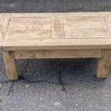 Renovated 19th-century solid oak farmhouse coffee table.