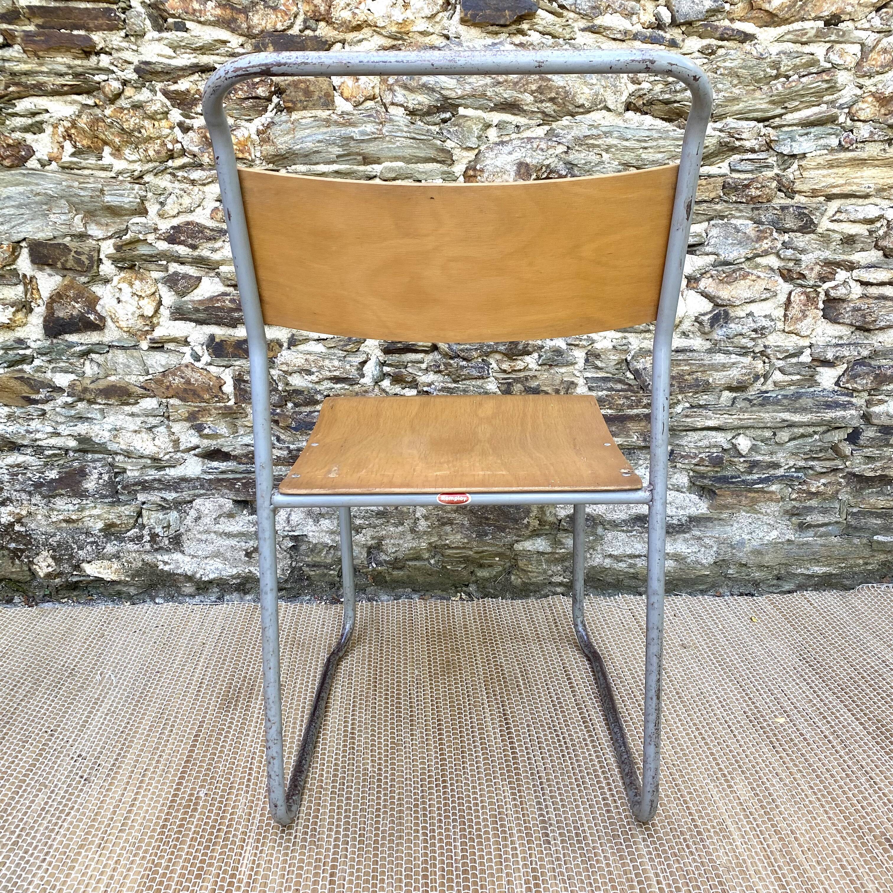 Remploy English industrial sled chairs from the 50s and 60s