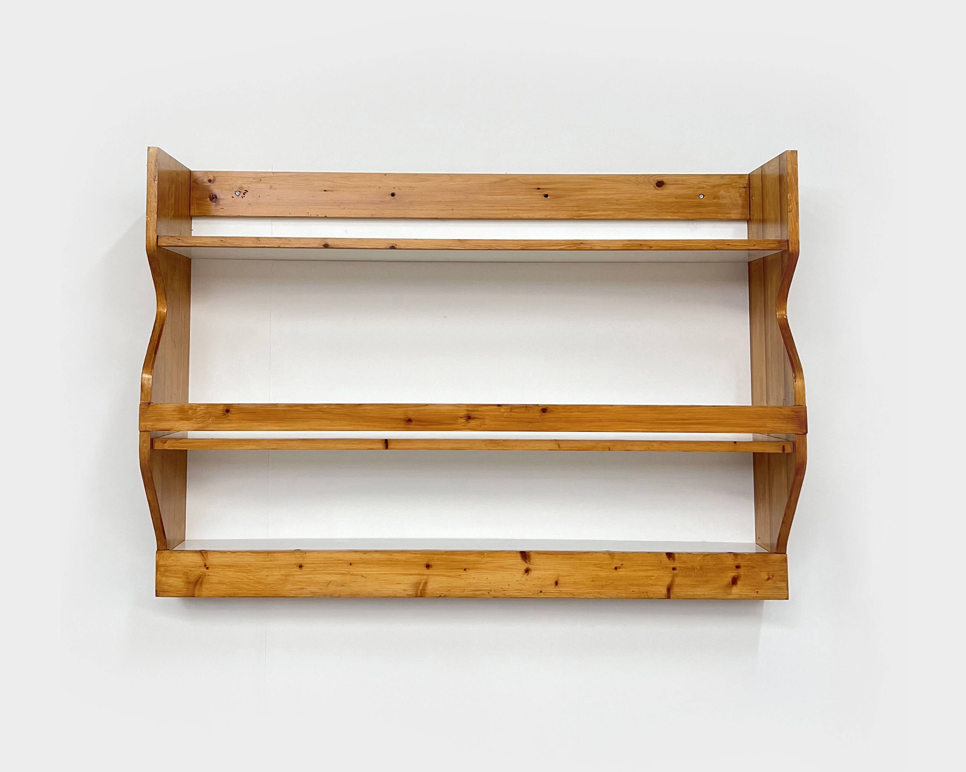 Wall-mounted pine sideboard by Charlotte Perriand from Les Arcs 1800, circa 1970.