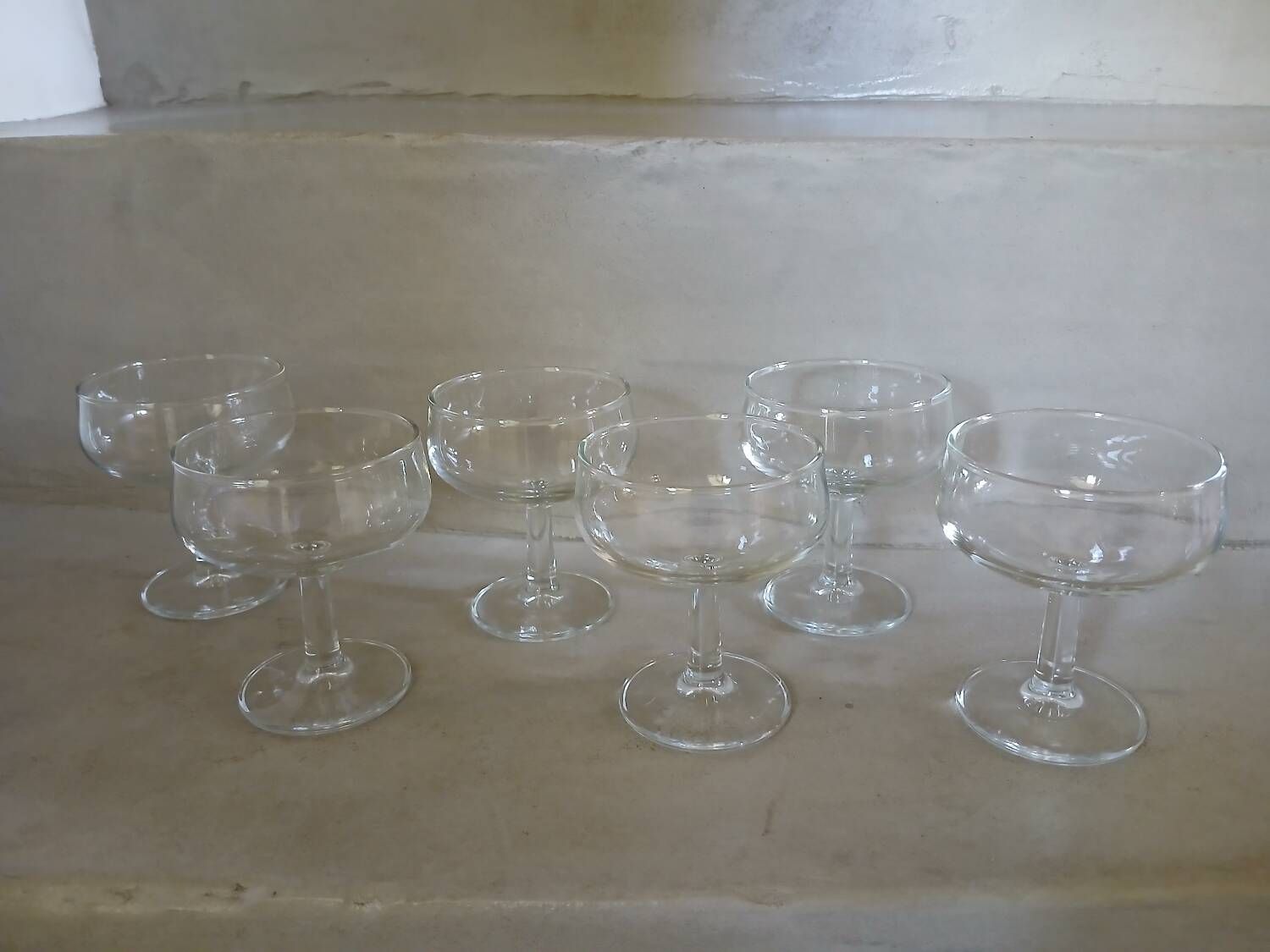 6 antique champagne glasses