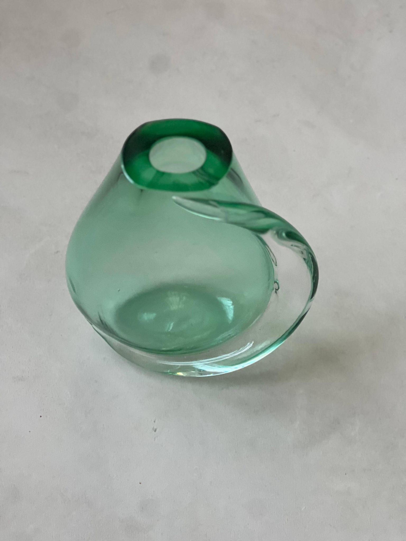 Huge green vase in Murano glass from artisan masters, Flavio Poli 1970's