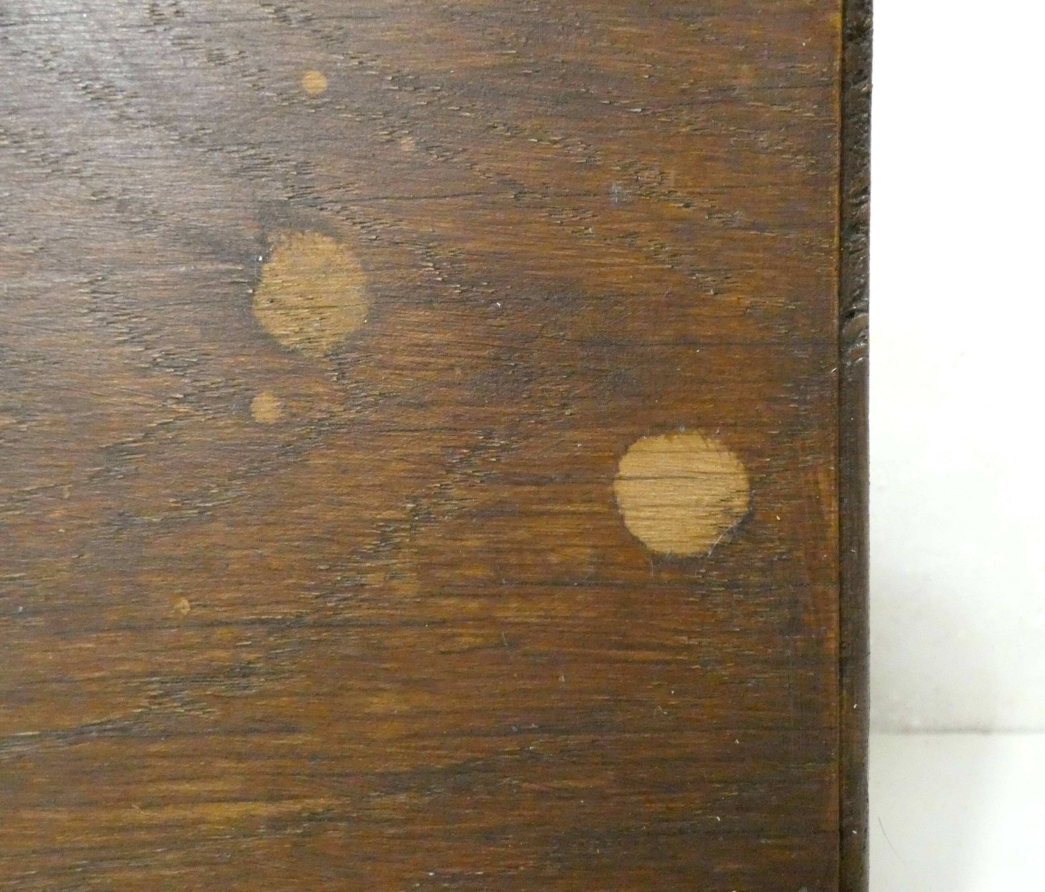 Old small bench in solid oak wood vintage step stool