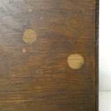 Old small bench in solid oak wood vintage step stool