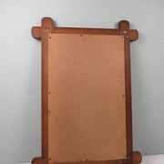 Large 1960s hand-carved oak brutalist mirror