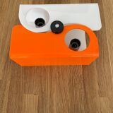 Vintage two-light wall lamp, ABS orange and white, France 1970