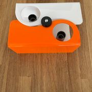 Vintage two-light wall lamp, ABS orange and white, France 1970