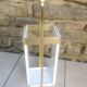 White lacquered wood and brass umbrella stand / vintage 60s-70s