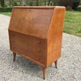 Vintage secretary desk, known as donkey's back, in cherry wood, Italian by Marelli & Fratelli.