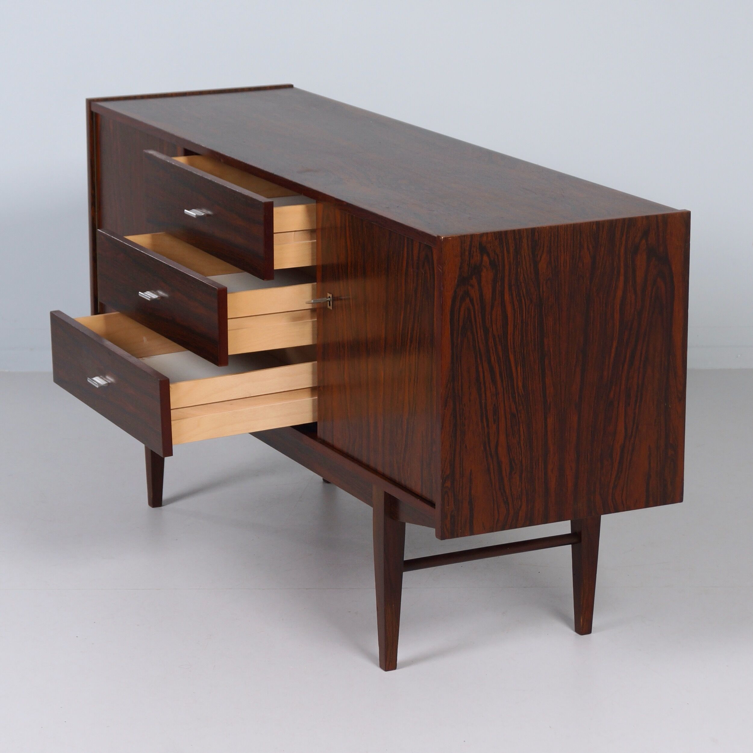 Rosewood sideboard with 3 drawers and 2 cabinets, Denmark, 1960s