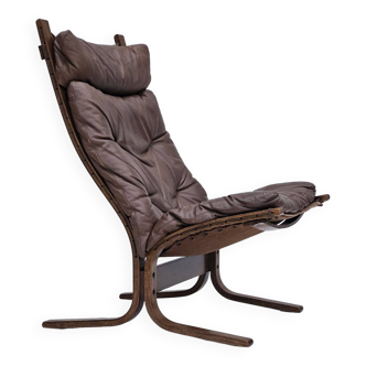 Années 1970, design norvégien, chaise longue "Siesta" d'Ingmar Relling, cuir, bois courbé.