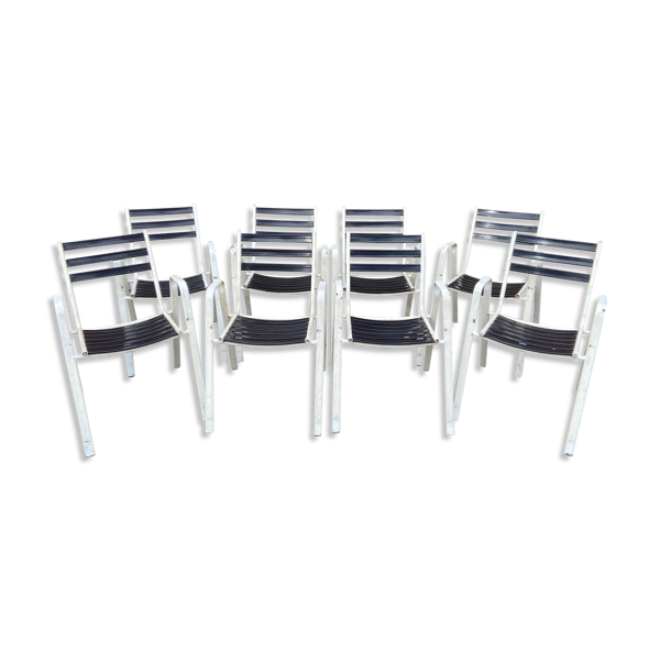 Set de 8 chaises de jardin terrasse vintage 1970