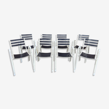 Set of 8 vintage terrace garden chairs 1970