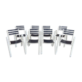 Set of 8 vintage terrace garden chairs 1970