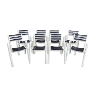 Set of 8 vintage terrace garden chairs 1970