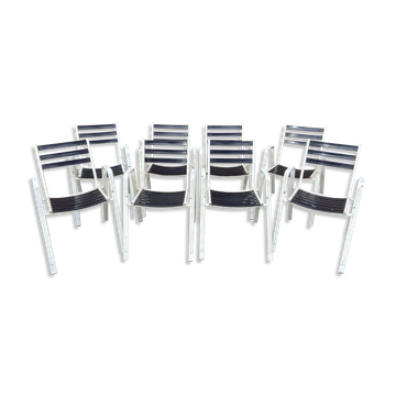 Set de 8 chaises de jardin terrasse vintage 1970