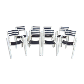 Set de 8 chaises de jardin terrasse vintage 1970