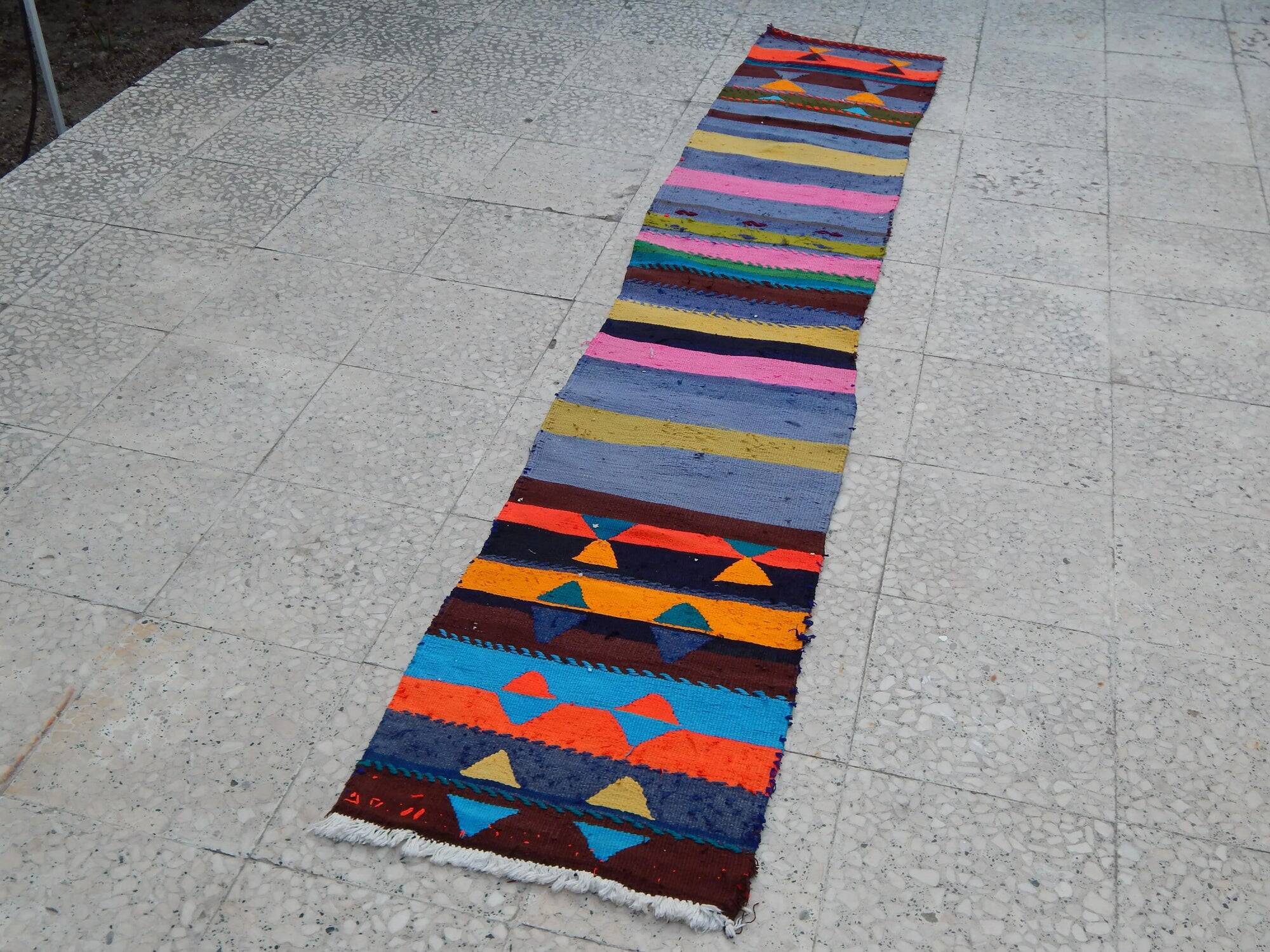 Vintage Turkish hallway rug 47x248 cm