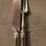 Cutting service knife handles silver Minerve style Rocaille Louis XV