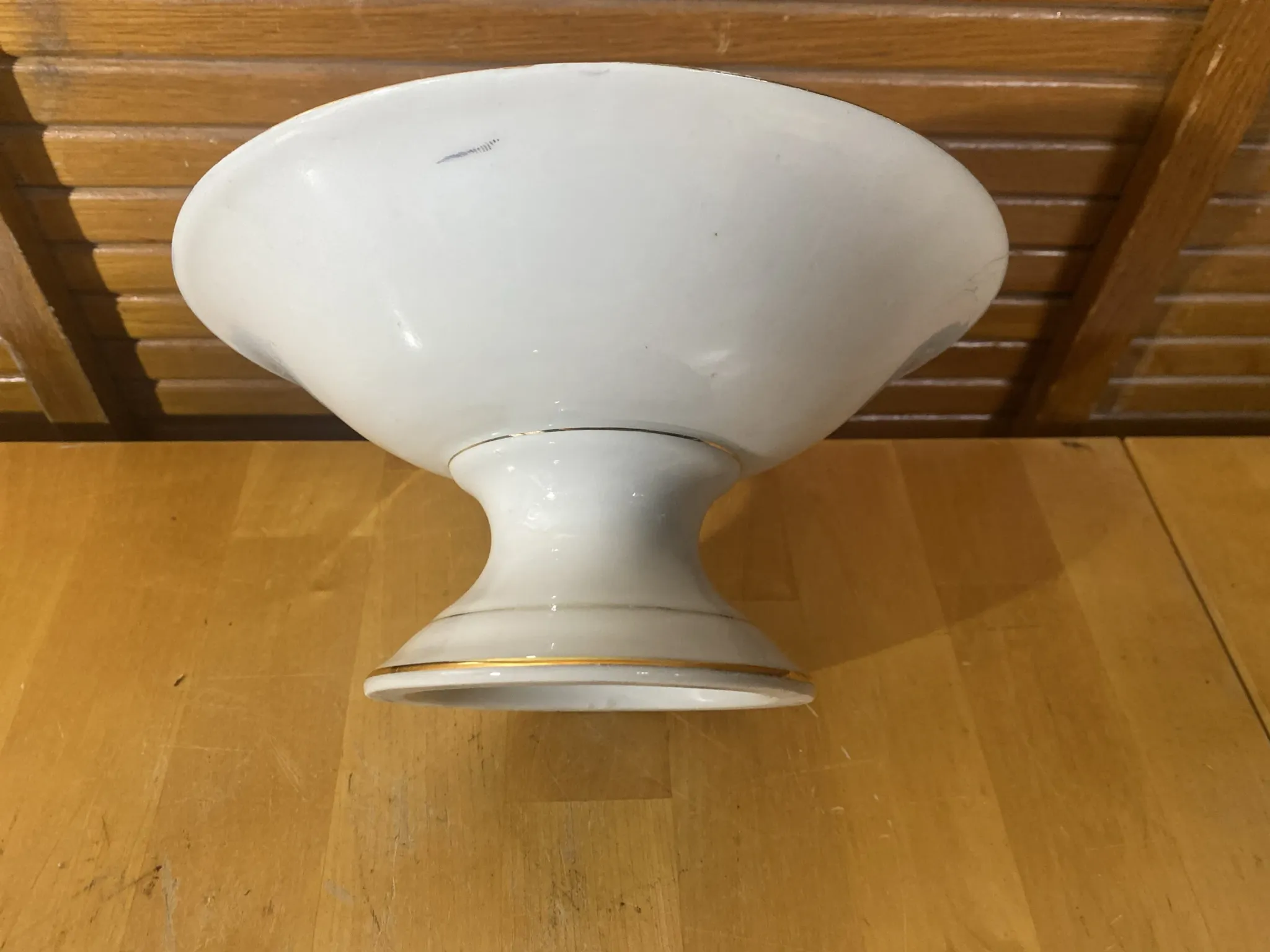 Vintage White Ceramic Centre Table Compote with Geometric Decor