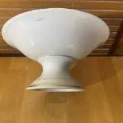 Vintage White Ceramic Centre Table Compote with Geometric Decor