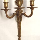 Magnificent Pair French Antique Bronze Triple Wall Lights Urn & Swag Detail